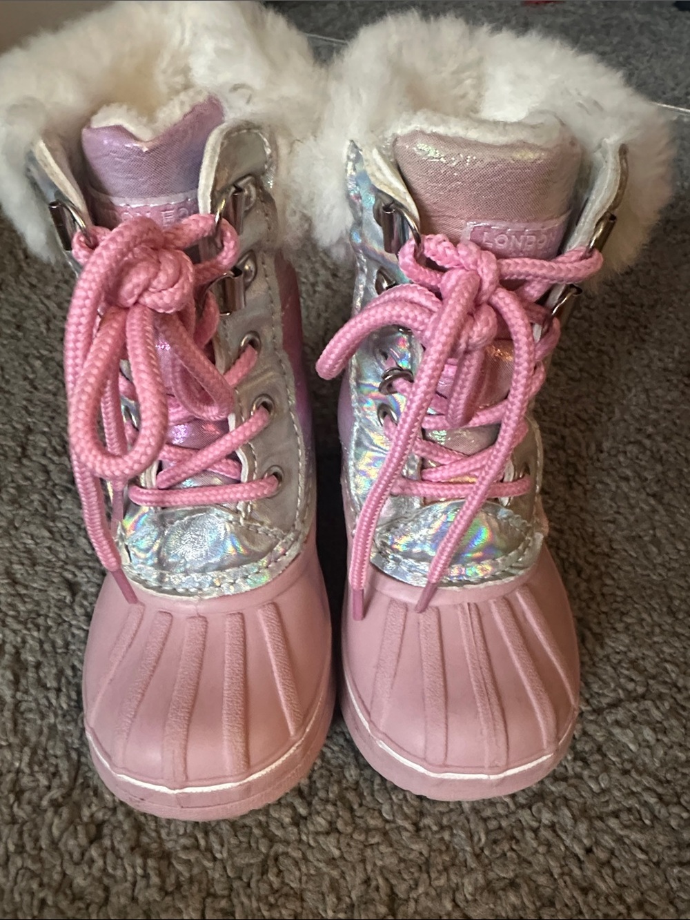 London Fog Pink Faux-Fur Lined Girls Snow Boots